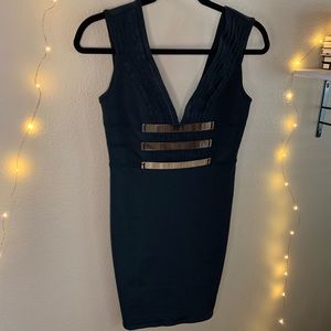 Black with Gold Accent Cocktail Dress